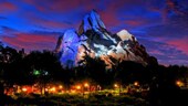 Expedition Everest - Legend of the Forbidden Mountain, illuminated at night